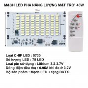 Bộ mạch đèn LED năng lượng mặt trời 40W gồm mạch và remote